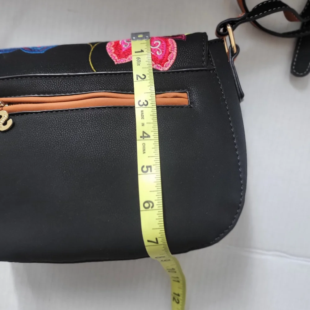 Desigual Embroidered Floral Black Crossbody Bag - Picture 14 of 16